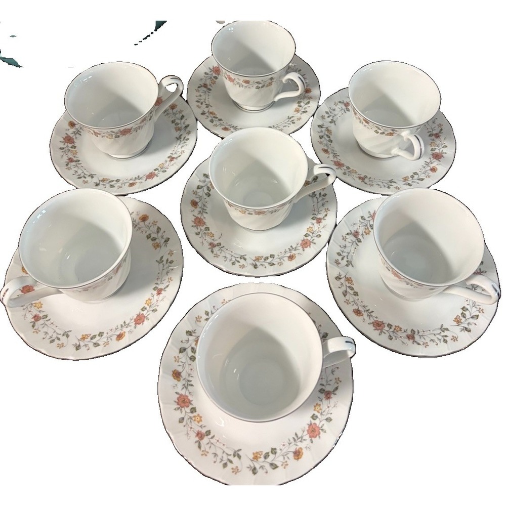 Sheffield Bouquet Porcelain Fine China Tea Cups Saucers Japan Set of 7